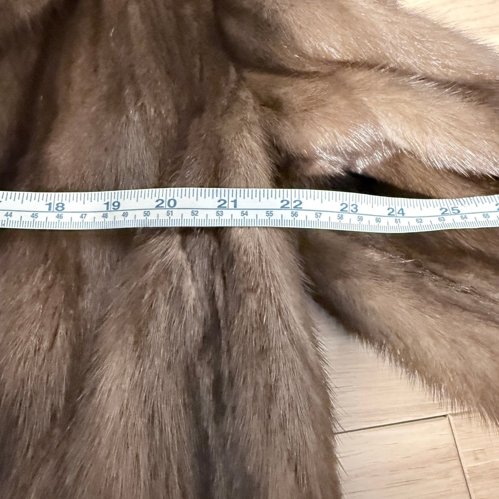 Rifken's Mink Fur Coat Women M/L Brown Vintage 50s Mid-Length Embroidered Lining - Picture 6 of 9